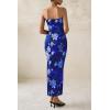 imagePRETTYGARDEN Womens 2025 Summer Floral Bodycon Maxi Dresses Ribbed Strapless Tube Casual Boho Party Long DressFloral Blue