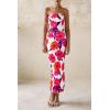 imagePRETTYGARDEN Womens 2025 Summer Floral Bodycon Maxi Dresses Ribbed Strapless Tube Casual Boho Party Long DressFloral White