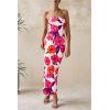 imagePRETTYGARDEN Womens 2025 Summer Floral Bodycon Maxi Dresses Ribbed Strapless Tube Casual Boho Party Long DressFloral White