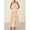 imagePRETTYGARDEN Womens Maxi Dress 2025 Summer Off Shoulder Smocked Tiered Ruffle Long Flowy Dresses Casual Beach SundressApricot