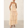imagePRETTYGARDEN Womens Maxi Dress 2025 Summer Off Shoulder Smocked Tiered Ruffle Long Flowy Dresses Casual Beach SundressApricot