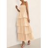 imagePRETTYGARDEN Womens Maxi Dress 2025 Summer Off Shoulder Smocked Tiered Ruffle Long Flowy Dresses Casual Beach SundressApricot