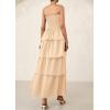 imagePRETTYGARDEN Womens Maxi Dress 2025 Summer Off Shoulder Smocked Tiered Ruffle Long Flowy Dresses Casual Beach SundressApricot