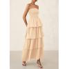 imagePRETTYGARDEN Womens Maxi Dress 2025 Summer Off Shoulder Smocked Tiered Ruffle Long Flowy Dresses Casual Beach SundressApricot