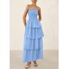 imagePRETTYGARDEN Womens Maxi Dress 2025 Summer Off Shoulder Smocked Tiered Ruffle Long Flowy Dresses Casual Beach SundressBlue