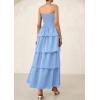 imagePRETTYGARDEN Womens Maxi Dress 2025 Summer Off Shoulder Smocked Tiered Ruffle Long Flowy Dresses Casual Beach SundressBlue