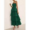 imagePRETTYGARDEN Womens Maxi Dress 2025 Summer Off Shoulder Smocked Tiered Ruffle Long Flowy Dresses Casual Beach SundressDark Green