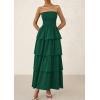 imagePRETTYGARDEN Womens Maxi Dress 2025 Summer Off Shoulder Smocked Tiered Ruffle Long Flowy Dresses Casual Beach SundressDark Green
