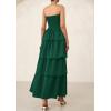 imagePRETTYGARDEN Womens Maxi Dress 2025 Summer Off Shoulder Smocked Tiered Ruffle Long Flowy Dresses Casual Beach SundressDark Green