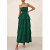 imagePRETTYGARDEN Womens Maxi Dress 2025 Summer Off Shoulder Smocked Tiered Ruffle Long Flowy Dresses Casual Beach SundressDark Green