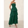 imagePRETTYGARDEN Womens Maxi Dress 2025 Summer Off Shoulder Smocked Tiered Ruffle Long Flowy Dresses Casual Beach SundressDark Green
