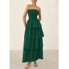 imagePRETTYGARDEN Womens Maxi Dress 2025 Summer Off Shoulder Smocked Tiered Ruffle Long Flowy Dresses Casual Beach SundressDark Green