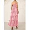 imagePRETTYGARDEN Womens Maxi Dress 2025 Summer Off Shoulder Smocked Tiered Ruffle Long Flowy Dresses Casual Beach SundressPink