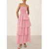 imagePRETTYGARDEN Womens Maxi Dress 2025 Summer Off Shoulder Smocked Tiered Ruffle Long Flowy Dresses Casual Beach SundressPink