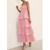 imagePRETTYGARDEN Womens Maxi Dress 2025 Summer Off Shoulder Smocked Tiered Ruffle Long Flowy Dresses Casual Beach SundressPink