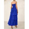 imagePRETTYGARDEN Womens Maxi Dress 2025 Summer Off Shoulder Smocked Tiered Ruffle Long Flowy Dresses Casual Beach SundressRoyal Blue