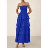 imagePRETTYGARDEN Womens Maxi Dress 2025 Summer Off Shoulder Smocked Tiered Ruffle Long Flowy Dresses Casual Beach SundressRoyal Blue