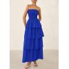 imagePRETTYGARDEN Womens Maxi Dress 2025 Summer Off Shoulder Smocked Tiered Ruffle Long Flowy Dresses Casual Beach SundressRoyal Blue