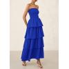 imagePRETTYGARDEN Womens Maxi Dress 2025 Summer Off Shoulder Smocked Tiered Ruffle Long Flowy Dresses Casual Beach SundressRoyal Blue
