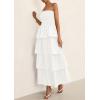 imagePRETTYGARDEN Womens Maxi Dress 2025 Summer Off Shoulder Smocked Tiered Ruffle Long Flowy Dresses Casual Beach SundressWhite