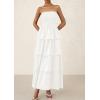 imagePRETTYGARDEN Womens Maxi Dress 2025 Summer Off Shoulder Smocked Tiered Ruffle Long Flowy Dresses Casual Beach SundressWhite