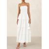 imagePRETTYGARDEN Womens Maxi Dress 2025 Summer Off Shoulder Smocked Tiered Ruffle Long Flowy Dresses Casual Beach SundressWhite