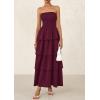 imagePRETTYGARDEN Womens Maxi Dress 2025 Summer Off Shoulder Smocked Tiered Ruffle Long Flowy Dresses Casual Beach SundressWine Red