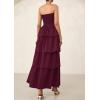 imagePRETTYGARDEN Womens Maxi Dress 2025 Summer Off Shoulder Smocked Tiered Ruffle Long Flowy Dresses Casual Beach SundressWine Red