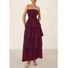 imagePRETTYGARDEN Womens Maxi Dress 2025 Summer Off Shoulder Smocked Tiered Ruffle Long Flowy Dresses Casual Beach SundressWine Red