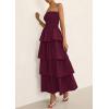 imagePRETTYGARDEN Womens Maxi Dress 2025 Summer Off Shoulder Smocked Tiered Ruffle Long Flowy Dresses Casual Beach SundressWine Red