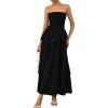 imagePRETTYGARDEN Womens Maxi Dress 2025 Summer Off Shoulder Smocked Tiered Ruffle Long Flowy Dresses Casual Beach SundressBlack