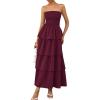 imagePRETTYGARDEN Womens Maxi Dress 2025 Summer Off Shoulder Smocked Tiered Ruffle Long Flowy Dresses Casual Beach SundressWine Red