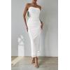imagePRETTYGARDEN Womens Summer Maxi Bodycon Dresses Strapless Tube Top Printed Long Party Club Slit DressSolid White