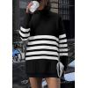 imagePRETTYGARDEN Womens Oversized Striped Sweaters Fall Casual Long Sleeve Turtleneck Pullover Chunky Knit Jumper TopsBlack