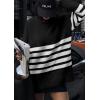 imagePRETTYGARDEN Womens Oversized Striped Sweaters Fall Casual Long Sleeve Turtleneck Pullover Chunky Knit Jumper TopsBlack