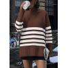imagePRETTYGARDEN Womens Oversized Striped Sweaters Fall Casual Long Sleeve Turtleneck Pullover Chunky Knit Jumper TopsCoffee