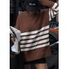 imagePRETTYGARDEN Womens Oversized Striped Sweaters Fall Casual Long Sleeve Turtleneck Pullover Chunky Knit Jumper TopsCoffee