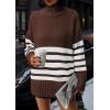 imagePRETTYGARDEN Womens Oversized Striped Sweaters Fall Casual Long Sleeve Turtleneck Pullover Chunky Knit Jumper TopsCoffee