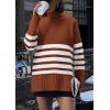 imagePRETTYGARDEN Womens Oversized Striped Sweaters Fall Casual Long Sleeve Turtleneck Pullover Chunky Knit Jumper TopsRust Red