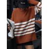 imagePRETTYGARDEN Womens Oversized Striped Sweaters Fall Casual Long Sleeve Turtleneck Pullover Chunky Knit Jumper TopsRust Red