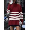 imagePRETTYGARDEN Womens Oversized Striped Sweaters Fall Casual Long Sleeve Turtleneck Pullover Chunky Knit Jumper TopsWine Red