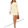 imagePRETTYGARDEN Womens Winter Long Sleeve Short Sweater Dress Chunky Ribbed Knit Tunic Pullover Oversized Fall SweatersApricot