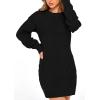 imagePRETTYGARDEN Womens Winter Long Sleeve Short Sweater Dress Chunky Ribbed Knit Tunic Pullover Oversized Fall SweatersBlack
