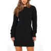 imagePRETTYGARDEN Womens Winter Long Sleeve Short Sweater Dress Chunky Ribbed Knit Tunic Pullover Oversized Fall SweatersBlack