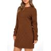 imagePRETTYGARDEN Womens Winter Long Sleeve Short Sweater Dress Chunky Ribbed Knit Tunic Pullover Oversized Fall SweatersCaramel