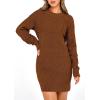 imagePRETTYGARDEN Womens Winter Long Sleeve Short Sweater Dress Chunky Ribbed Knit Tunic Pullover Oversized Fall SweatersCaramel