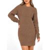 imagePRETTYGARDEN Womens Winter Long Sleeve Short Sweater Dress Chunky Ribbed Knit Tunic Pullover Oversized Fall SweatersLight Camel