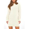 imagePRETTYGARDEN Womens Winter Long Sleeve Short Sweater Dress Chunky Ribbed Knit Tunic Pullover Oversized Fall SweatersWhite