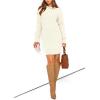 imagePRETTYGARDEN Womens Winter Long Sleeve Short Sweater Dress Chunky Ribbed Knit Tunic Pullover Oversized Fall SweatersWhite