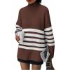 imagePRETTYGARDEN Womens Oversized Striped Sweaters Fall Casual Long Sleeve Turtleneck Pullover Chunky Knit Jumper TopsCoffee